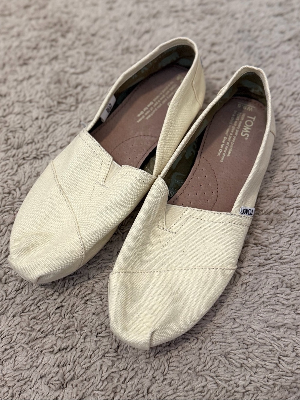 Toms Women's Slip-On Flats in Off-White Canvas